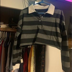 Long-sleeve Cropped Collared Shirt